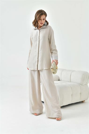 FTZ Women Kadın Yakası Ve Kolu Taşlı Takım  Taş 30781