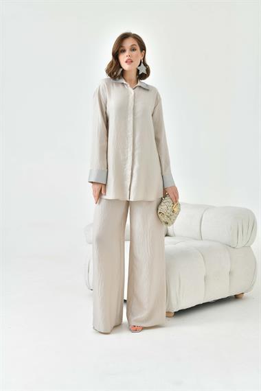 FTZ Women Kadın Yakası Ve Kolu Taşlı Takım  Taş 30781