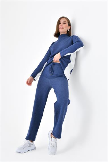 FTZ Women Kadın Yan Detaylı İkili Takım  İndigo 20644