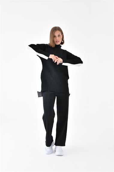 FTZ Women Kadın Yan Detaylı İkili Takım  Siyah 20644