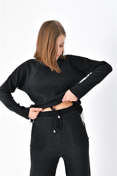 FTZ Women Kadın Yan Detaylı İkili Takım  Siyah 20644