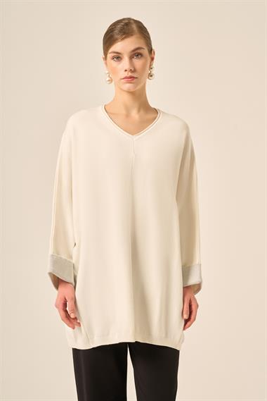 FTZ Women Kadın Yarasa Kesim Tunik  Ekru 20724
