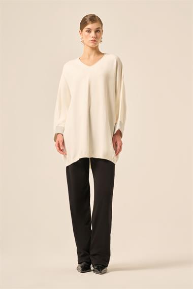FTZ Women Kadın Yarasa Kesim Tunik  Ekru 20724