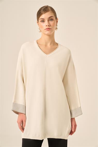 FTZ Women Kadın Yarasa Kesim Tunik  Ekru 20724
