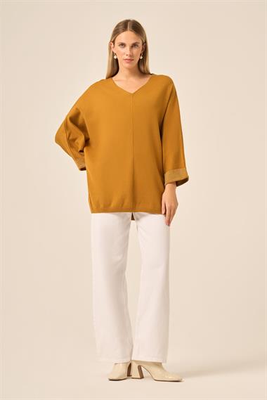 FTZ Women Kadın Yarasa Kesim Tunik  Hardal 20724