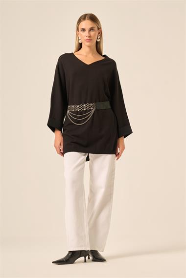 FTZ Women Kadın Yarasa Kesim Tunik  Siyah 20724
