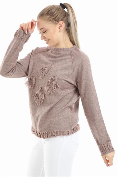 FTZ Women Kadın Yazı Detay Salaş Tunik  Beige 21-1171