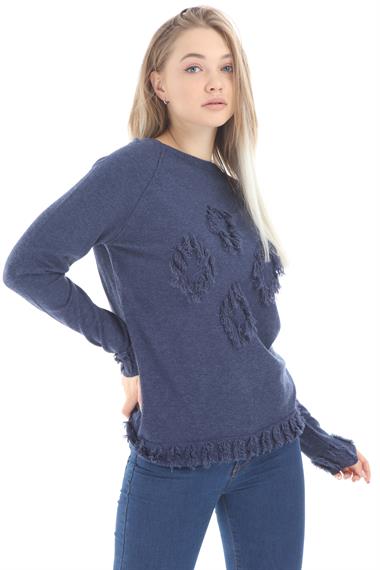 FTZ Women Kadın Yazı Detay Salaş Tunik  İndigo 21-1171