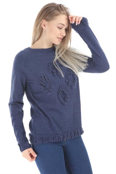 FTZ Women Kadın Yazı Detay Salaş Tunik  İndigo 21-1171