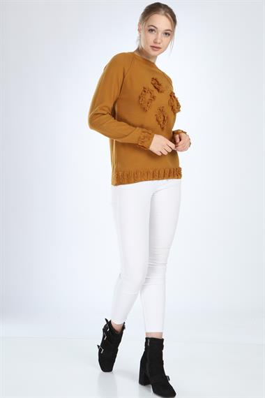 FTZ Women Kadın Yazı Detay Salaş Tunik  Safran 21-1171