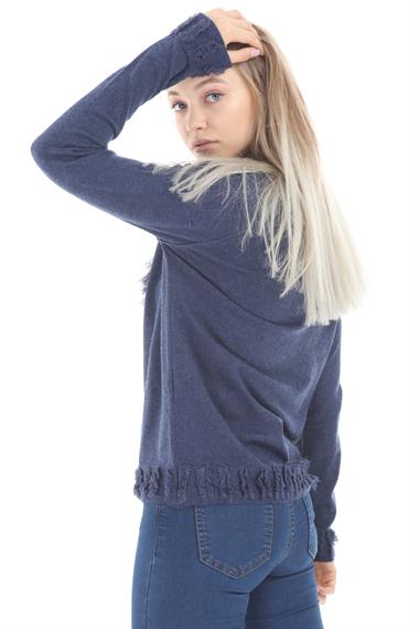 FTZ Women Kadın Yazı Detay Salaş Tunik  İndigo 21-1171