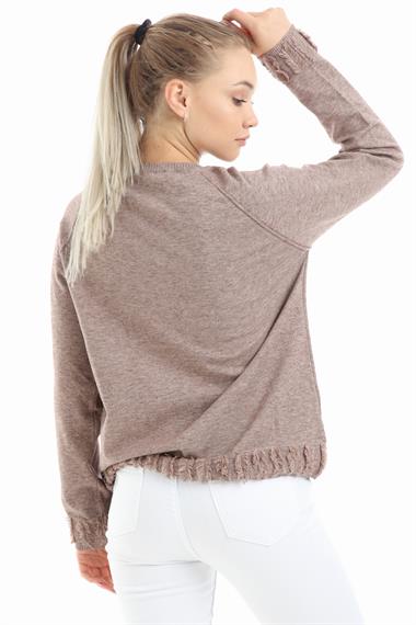 FTZ Women Kadın Yazı Detay Salaş Tunik  Beige 21-1171