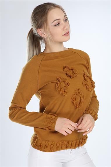 FTZ Women Kadın Yazı Detay Salaş Tunik  Safran 21-1171