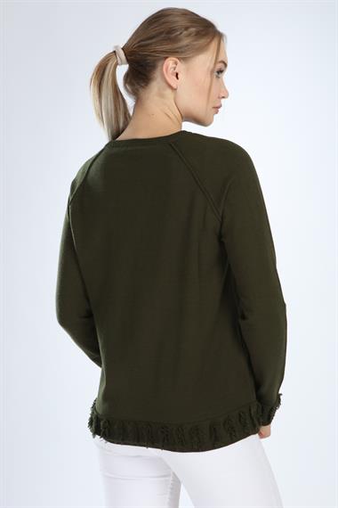 FTZ Women Kadın Yazı Detay Salaş Tunik  Haki 21-1171
