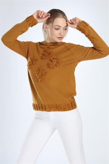 FTZ Women Kadın Yazı Detay Salaş Tunik  Safran 21-1171