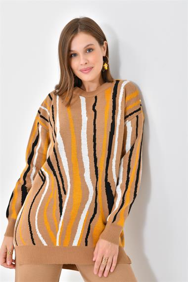 FTZ Women Kadın Zebra Desen İkili Takım  Bisküvi 20503