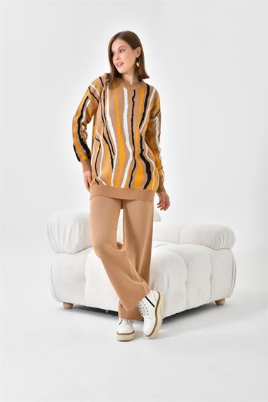 FTZ Women Kadın Zebra Desen İkili Takım  Bisküvi 20503