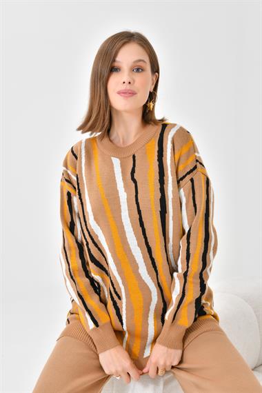 FTZ Women Kadın Zebra Desen İkili Takım  Bisküvi 20503