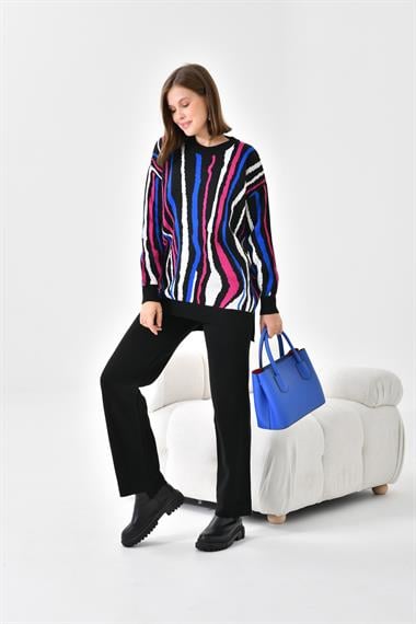 FTZ Women Kadın Zebra Desen İkili Takım  Siyah 20503