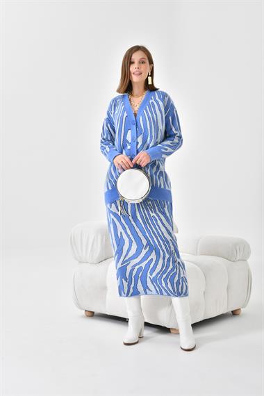 FTZ Women Kadın Zebra Desenli İkili Takım  Mavi 20569