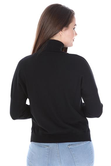 FTZ Women Kadın Zımba Taş Detay Triko  Siyah 21-1305