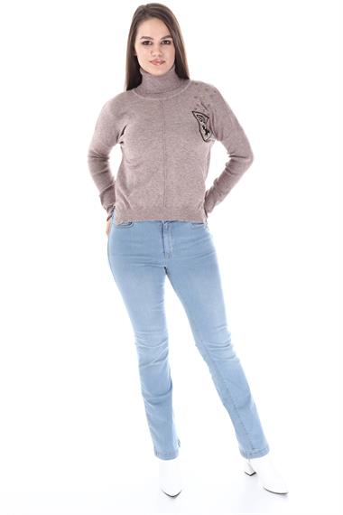 FTZ Women Kadın Zımba Taş Detay Triko  Beige 21-1305