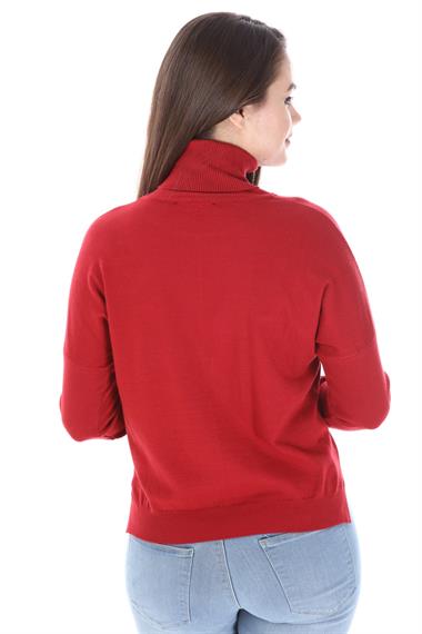 FTZ Women Kadın Zımba Taş Detay Triko  Kırmızı 21-1305