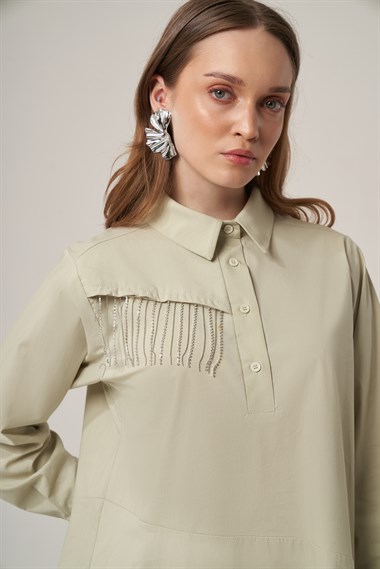FTZ Women Kadın Zincir Detay Gömlek  Mint 31433