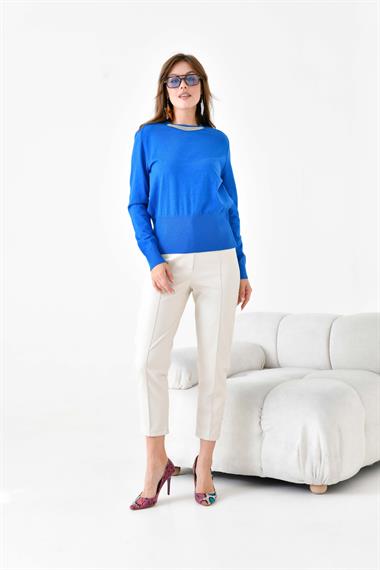 FTZ Women Kadın Zincir Detaylı Kazak  Mavi 20823