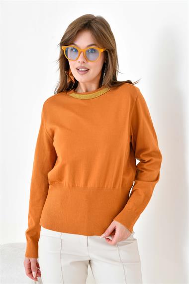 FTZ Women Kadın Zincir Detaylı Kazak  Soğan 20823