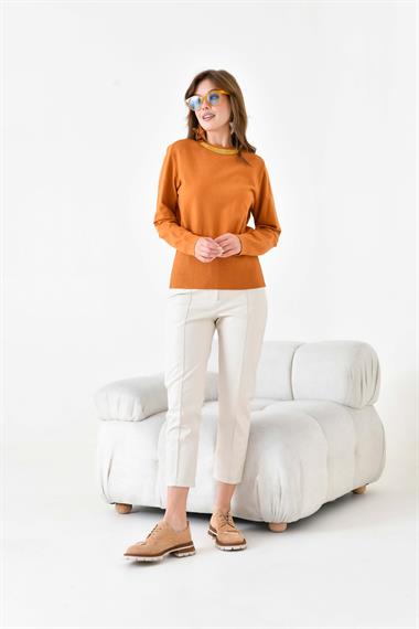 FTZ Women Kadın Zincir Detaylı Kazak  Soğan 20823