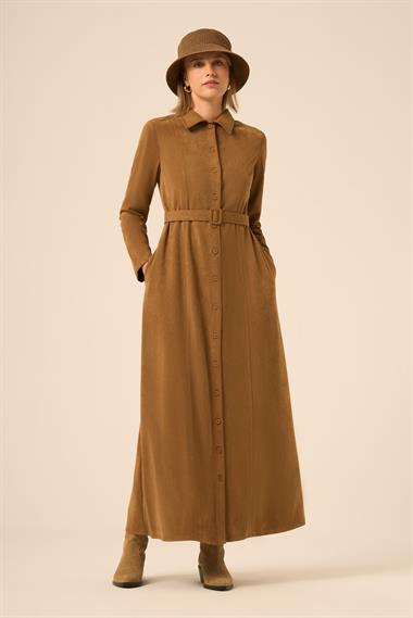 FTZ Women Kadın Örme Süet Elbise  Kahve 31235