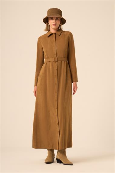 FTZ Women Kadın Örme Süet Elbise  Kahve 31235