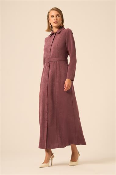 FTZ Women Kadın Örme Süet Elbise  Mürdüm 31235