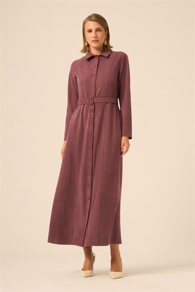 FTZ Women Kadın Örme Süet Elbise  Mürdüm 31235