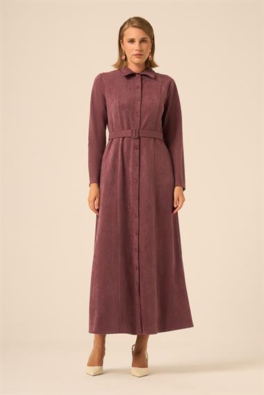 FTZ Women Kadın Örme Süet Elbise  Mürdüm 31235