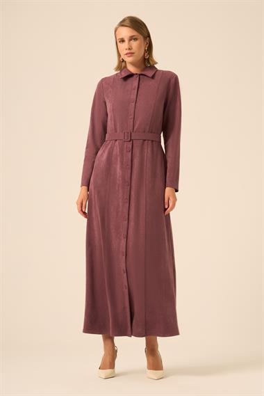 FTZ Women Kadın Örme Süet Elbise  Mürdüm 31235