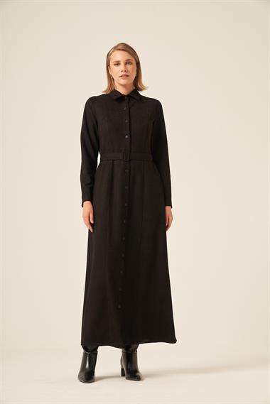 FTZ Women Kadın Örme Süet Elbise  Siyah 31235