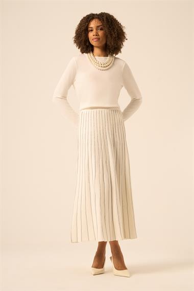 FTZ Women Kadın Pileli Uzun Etek  Ekru 25156