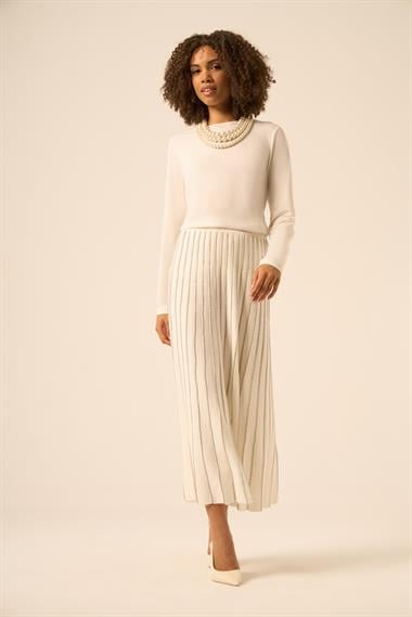 FTZ Women Kadın Pileli Uzun Etek  Ekru 25156