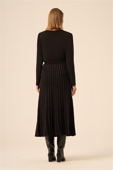 FTZ Women Kadın Pileli Uzun Etek  Siyah 25156