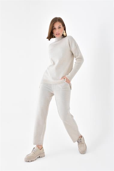 FTZ Women Kadın Saç Örgülü  İkili Takım  Beige 20618