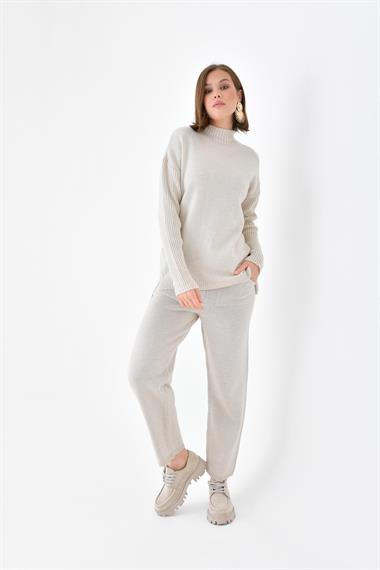 FTZ Women Kadın Saç Örgülü  İkili Takım  Beige 20618