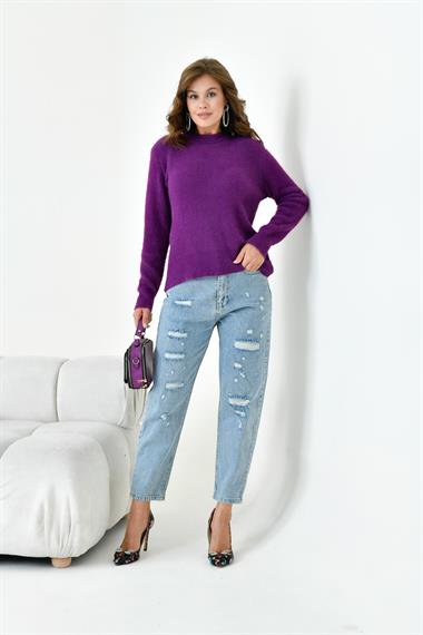 FTZ Women Kadın Sıfır Yaka  Mor 20944