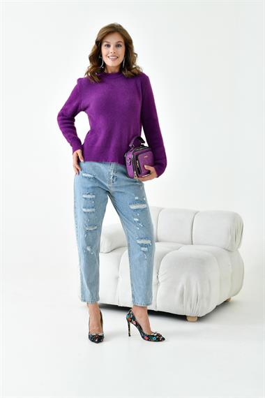 FTZ Women Kadın Sıfır Yaka  Mor 20944