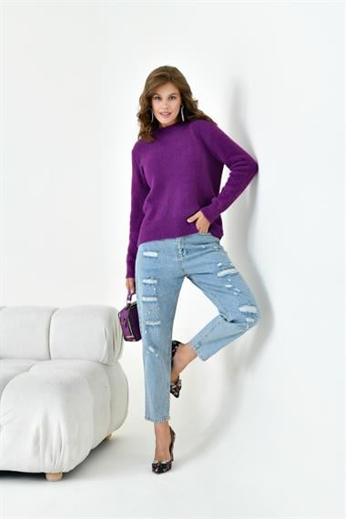 FTZ Women Kadın Sıfır Yaka  Mor 20944