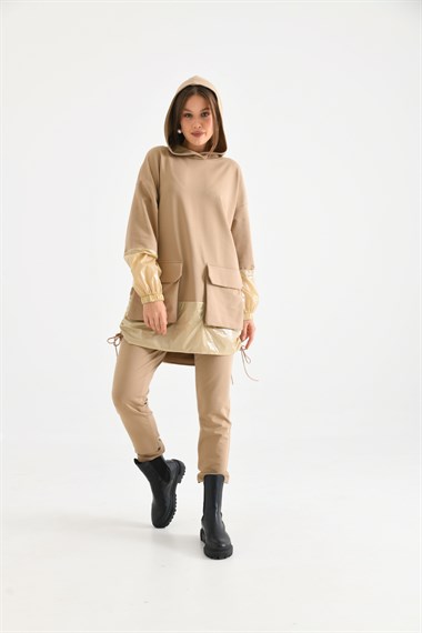 FTZ Women Kadın İki İp Deri Takım  Beige 30225