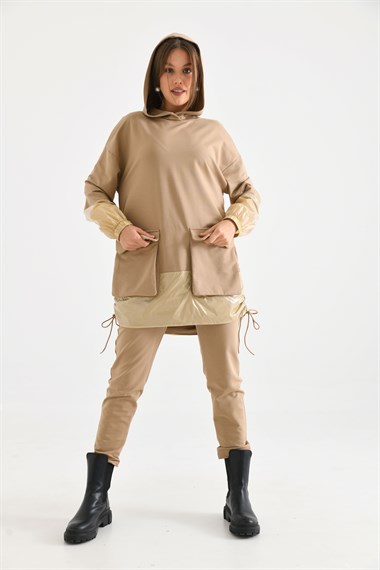 FTZ Women Kadın İki İp Deri Takım  Beige 30225