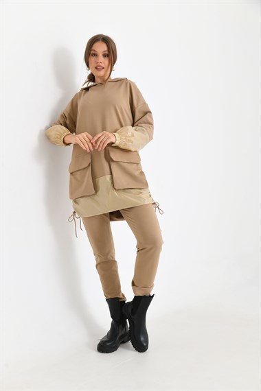 FTZ Women Kadın İki İp Deri Takım  Beige 30225