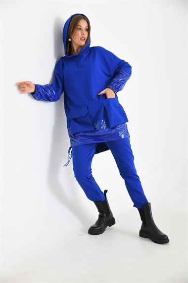 FTZ Women Kadın İki İp Deri Takım  Saks Mavi 30225